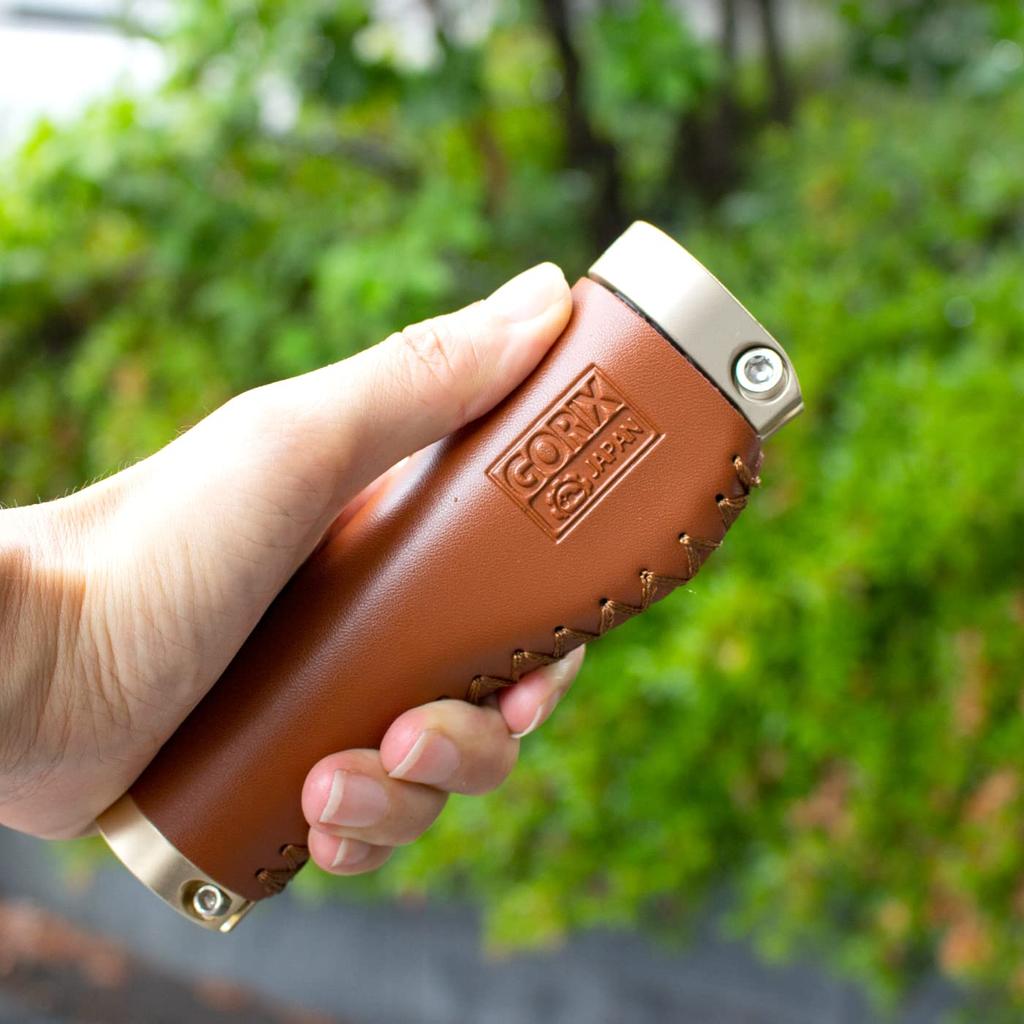 GORIX Велосипедная ручка из кожи Эргономичная двойная коричневая велосипедная ручка из воловьей кожи с фиксированным креплением, сменная велосипедная ручка, стильная ручка для кроссового велосипеда Mini Velo