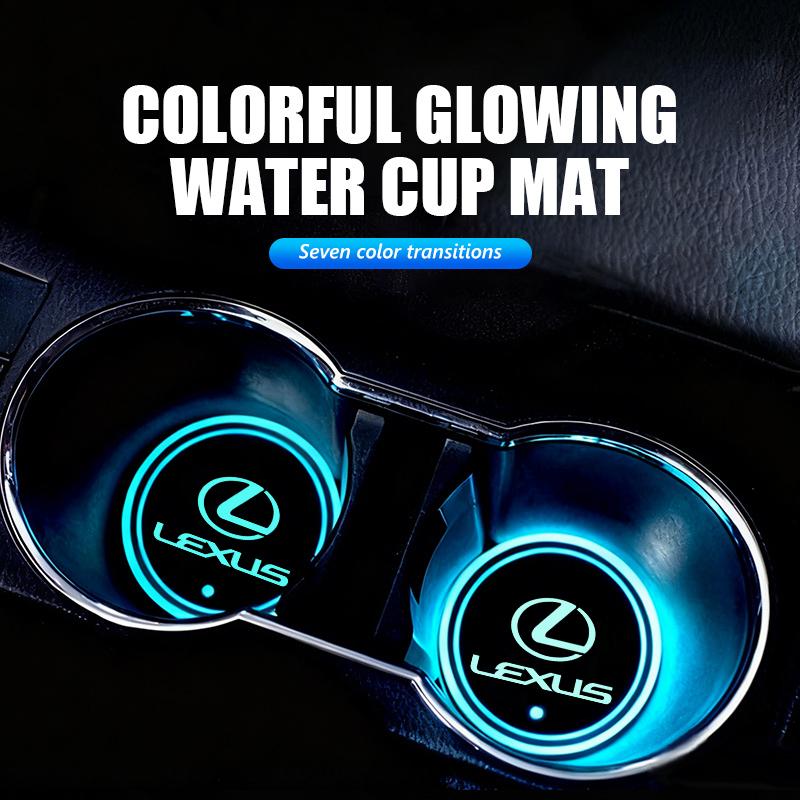 Car Cup Holder Bottom Pad 7 Color luminous LED Coaster For Lexus CT ES GS NX IS250 RX350 IS200 LX570 UX250h CT200h AFJ1