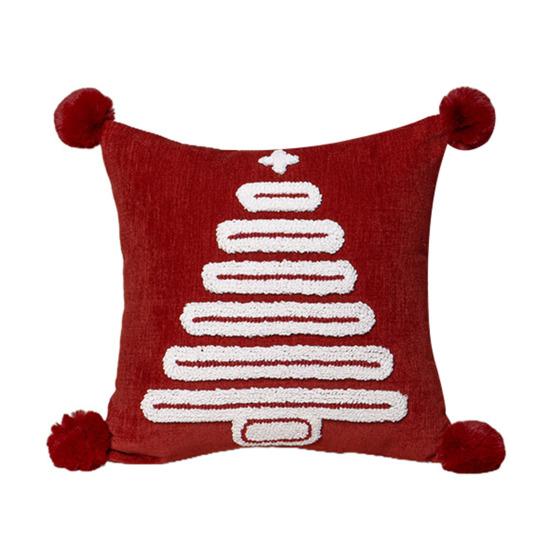 Наволочка декоративная с рождественским узором, кисточками и помпонами, чехол на подушку в стиле фермерского дома