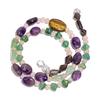 Natural Tiger Eye Amethyst Aventurine Gemstone Smooth Beads Necklace 17" UB-4176 UB-4176