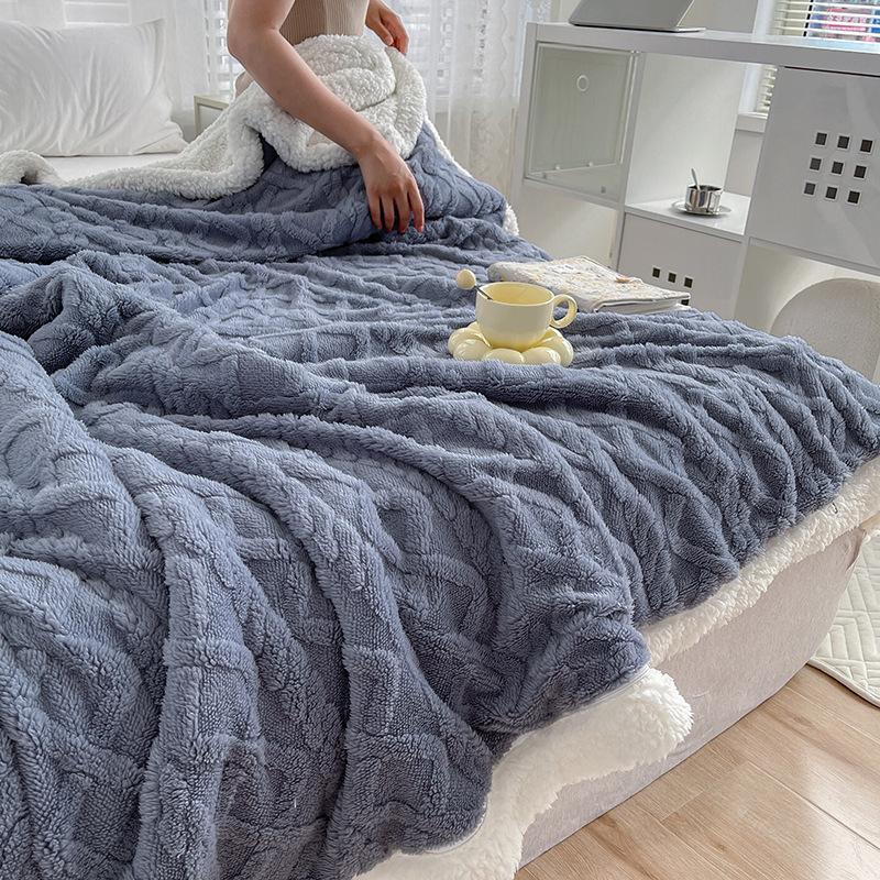 All Season Coral Fleece Blanket Thick Lamb Wool Throw Blanket Soft Warm Sofa Blanket Office Nap Blanket Student Dorm Blanket
