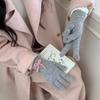 Однотонные перчатки с сенсорным экраном, вязаная текстура, теплые перчатки для верховой езды, зимний сезон