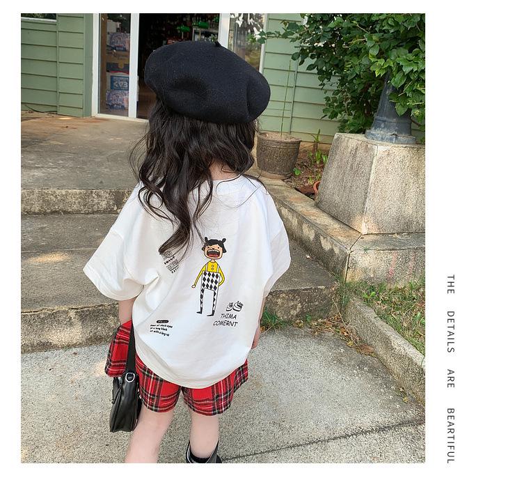 Девочки, хлопковая футболка с коротким рукавом: Модный летний топ с принтом