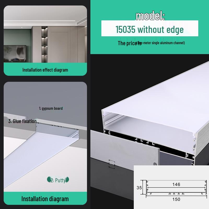 Seamless Linear Recessed LED Light Channel - Aluminum Strip Slot Design