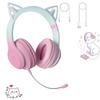 Милые наушники с кошачьими ушками, беспроводные наушники Bluetooth 5.1 со съемным микрофоном с шумоподавлением, Hi-Fi стерео, проводные/беспроводные, игровые двойного назначения