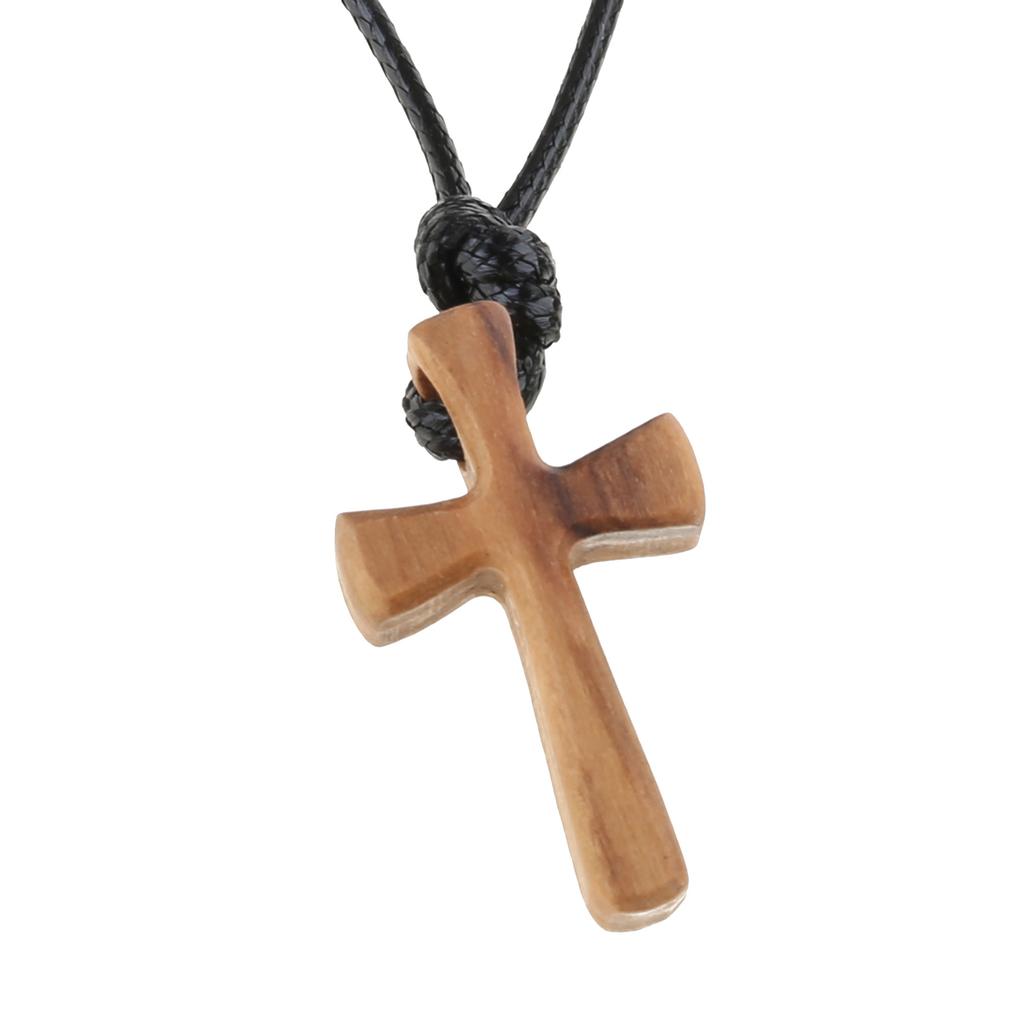 Wooden Prayer Cross Neckchain for Prayer and Comfort Religious Symbol Crucifix Pendant Necklace Unique Christian Choker