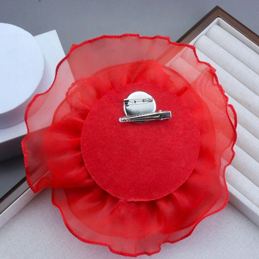 Multi-layer Yarn Rose Flower Brooch Organza Multi-Layer Floral Brooch for Women