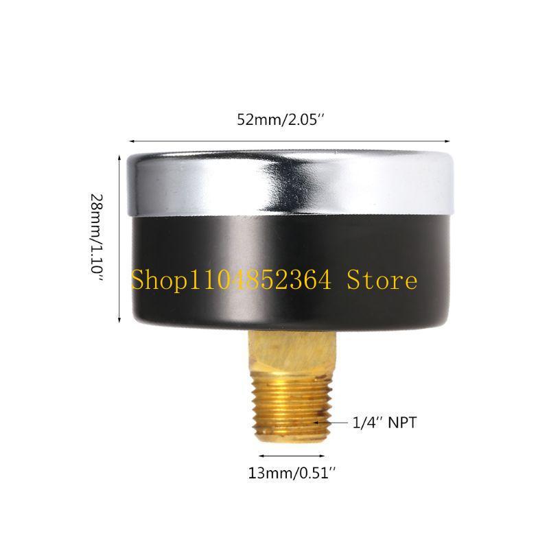 652F Pressure Gauge Compressor 2" Face 0-200 PSI Back Mount 1/4" npt 0-14Bar for Car Bike Motorcycle Basketball