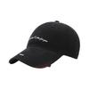 Korean-style baseball cap with English letter embroidery, distressed brim, trendy all-season design, and a face-slimming effect