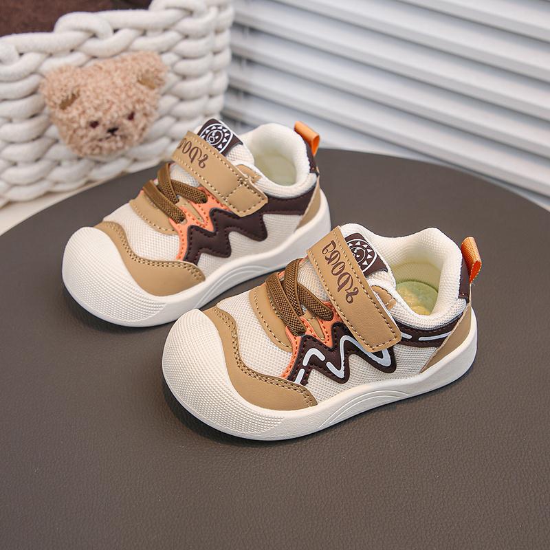 Baby Walking Shoes Mesh Breathable Kids Sports Shoes Toes Capped Soft Sole 2025 New Fashion Toddler Flats Round Toes Size 18-29