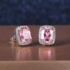 Романтичные женские серьги-гвоздики с розовым циркониевым кристаллом квадратной формы, нежные украшения для помолвки, свадьбы, вечеринки, подарков на день рождения