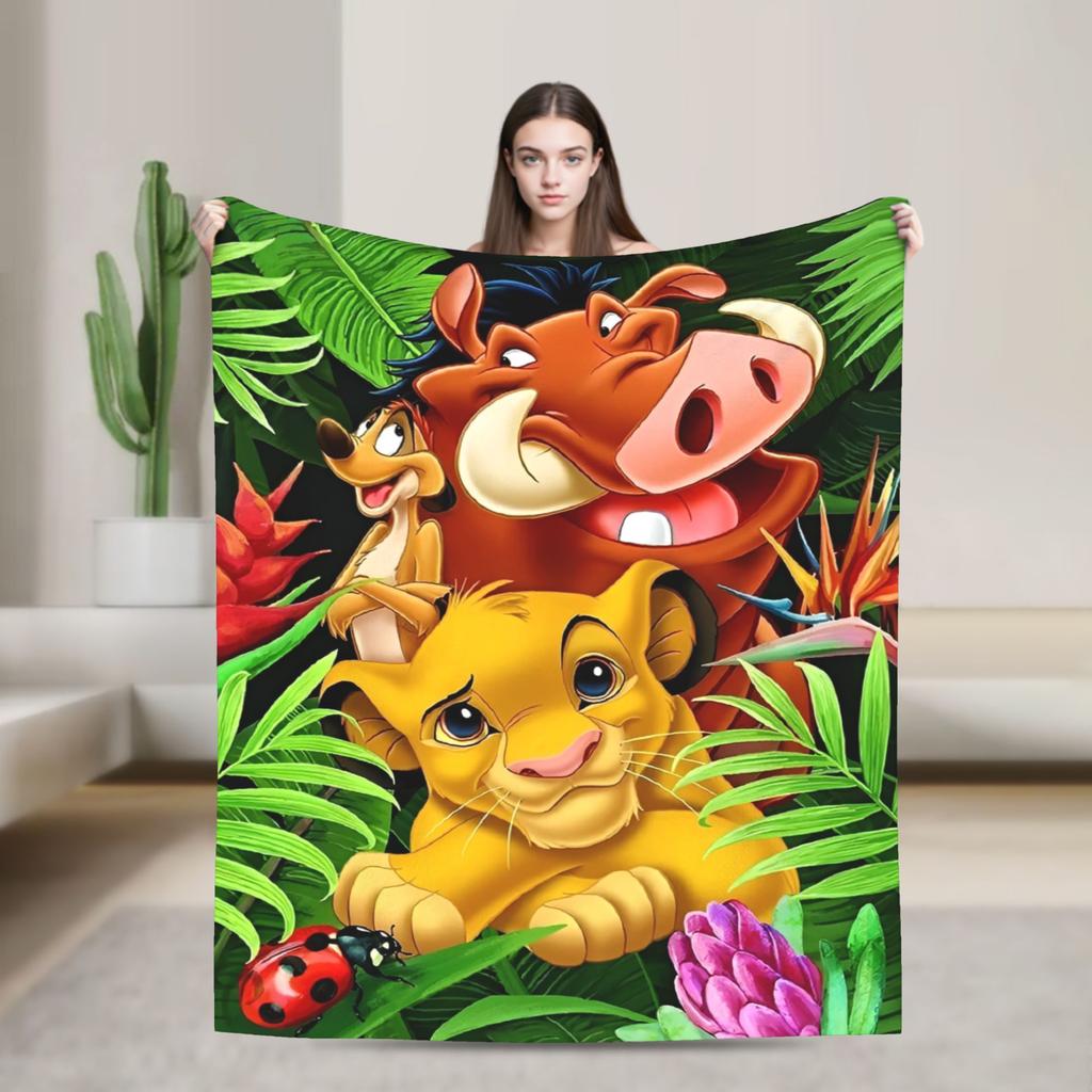 The Lion King Simba Anime Blankets Velvet Anime Warm Throw Blanket for Outdoor Travel Bedspread