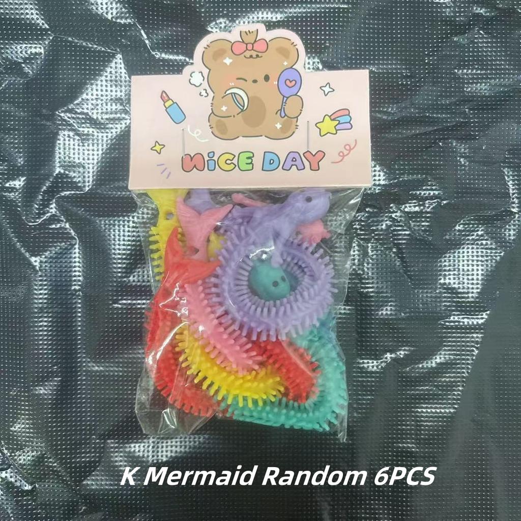 6PCS Funny Unicorn Pull Worm Noodle Fidget Toys Stretch String TPR Rope Anti Stress Toys String Stress Relief Autism Vent Toy