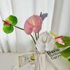 Soft Rubber Artificial Small Anthurium 60cm Simulation Plant Faux Red Palm  Home Decoration