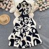 Summer Vintage Women Print Long Dress Elegant V-Neck Sleeveless High Waist A-Line Maxi Vestidos Female New Fashion Robe