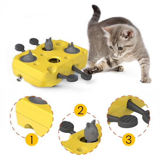 Interactive Cat Toy Cat Treat Puzzle Toy Mole Design Slow Feeder Pet Training Toy Treat Dispenser for Indoor Cats Kittens Exercise Entertainment