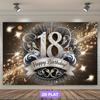 Двумерный серебристо-золотой фон для 18-летия, Элегантное украшение фона для вечеринки по случаю важного дня рождения