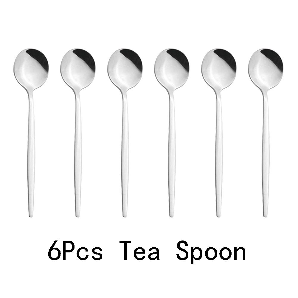 6pcs Mirror Stainless Steel Cutlery Set Multicolor Dinnerware Spoon Set Dinner Set Coffee Tea Spoon Tableware Home Kitchen Silverware
