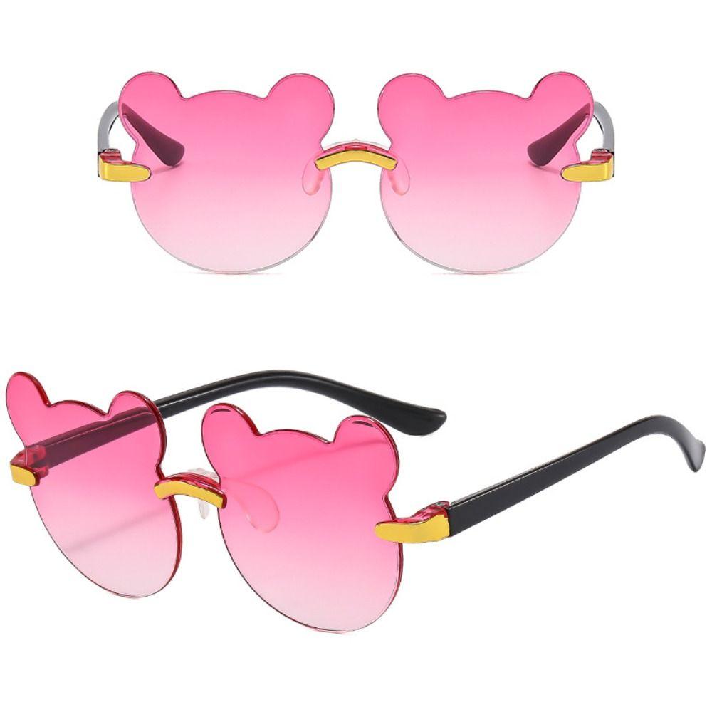 Cartoon Bear Children Rimless Sun Glasses Outdoors Eyewear Cute Baby Sunglasses  for Boys Girls