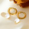 Light Luxury Simple Freshwater Pearl Earrings, Rings, Premium Earrings, Women's Stainless Steel Gold Earrings Ins