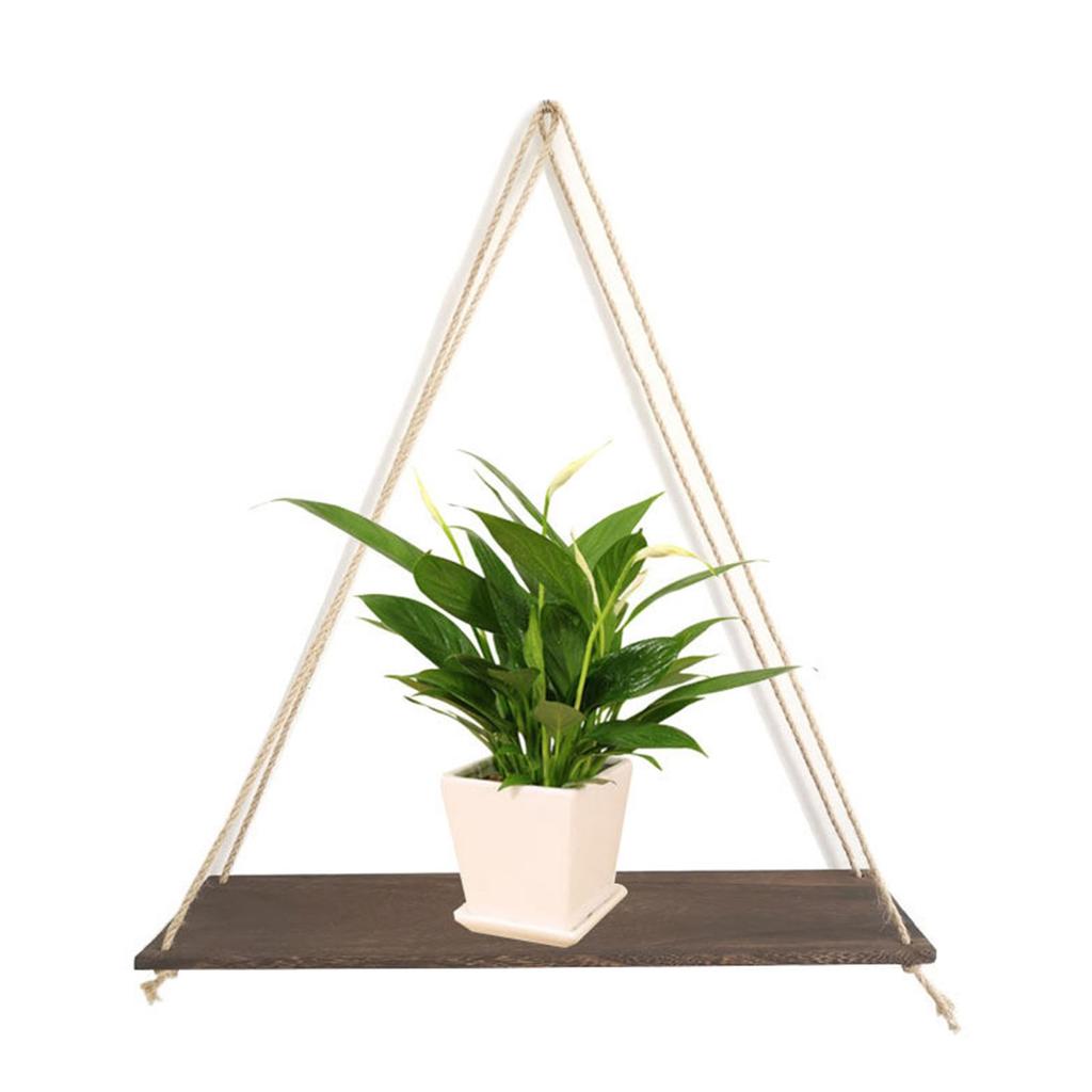 Premium Wood Swing Hanging Rope Wall Mounted Floating Shelves –Plant Flower Pot