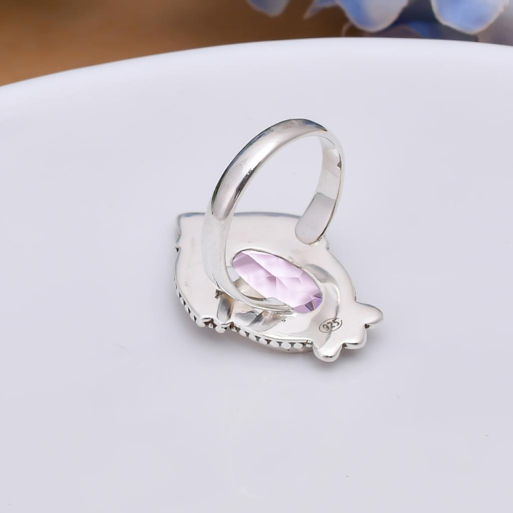 Кольцо из розового кварца и серебра 925 пробы V5738, Розовое кольцо, Овальное кольцо, Подарок на День святого Валентина, Подарок для нее, Подарок на день рождения, Украшения ручной работы, Серебряные украшени