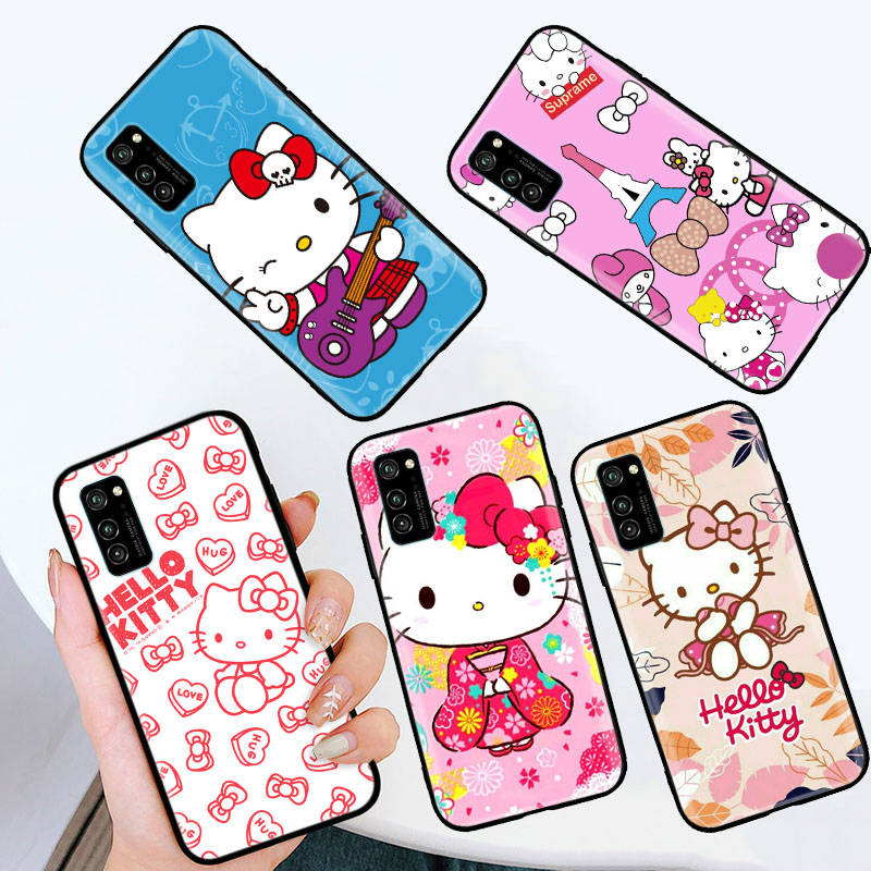 Черный чехол для OPPO Reno 8 6 5 4 Pro Plus Find X3 A17 A3 A31 A38 A40 A53 A54 A55 A74 A76 A78 A77 A80 A94 A95 A96 Lite L-19 Hello Kitty