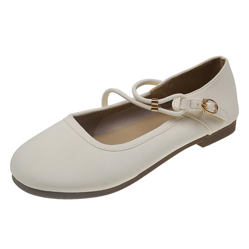 Французские одинарные туфли женские 2025 осень новые туфли Мэри Джейн с круглым носком неглубокие ремешки с пряжкой для мамы