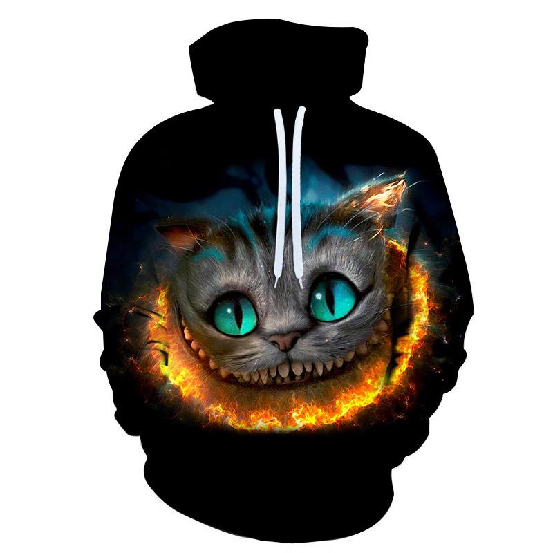 Новая мужская толстовка с капюшоном 3D Pet Cat Print Graphic Pullover Couple Sweatshirt Casual Fashion Womens Street Plus Size Sudaderas