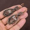 Natural Crazy Lace Agate Gemstone Handmade Copper Wire Wrap Earring 2.76 z5Q22