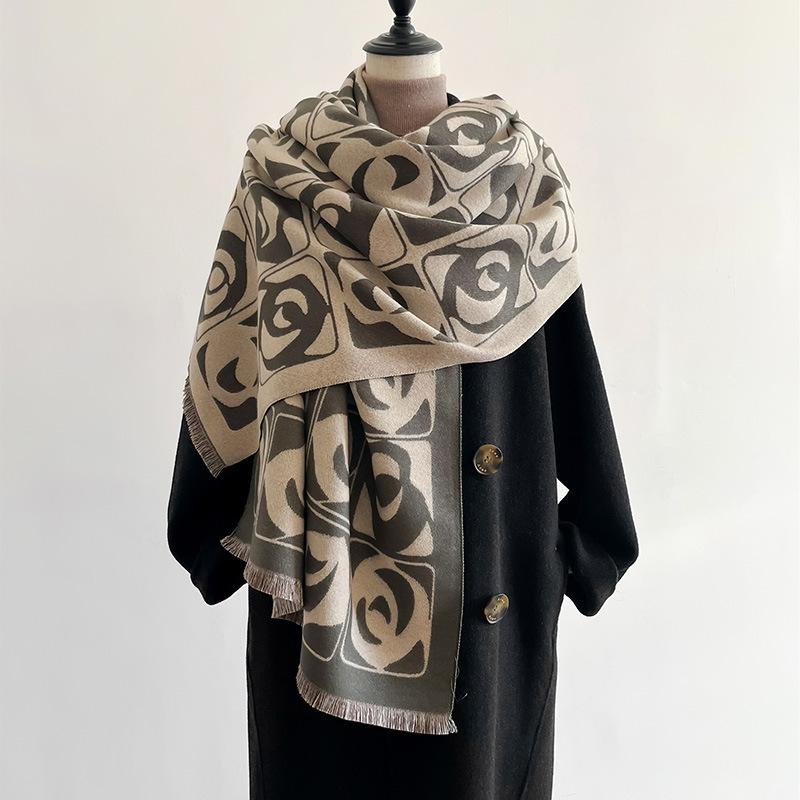 Дизайн Кашемировые женские зимние шали шарф пашминовые накидки женская мода цветочные толстые теплые одеяла эшарп пончо