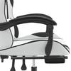Gaming Chair with Footrest White and Black PU Leather