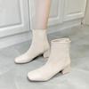 European and American Simple Short Boots Women's 2024 Winter New Women's Boots Back Zipper Short Boots Thick Heel Fashion Boots