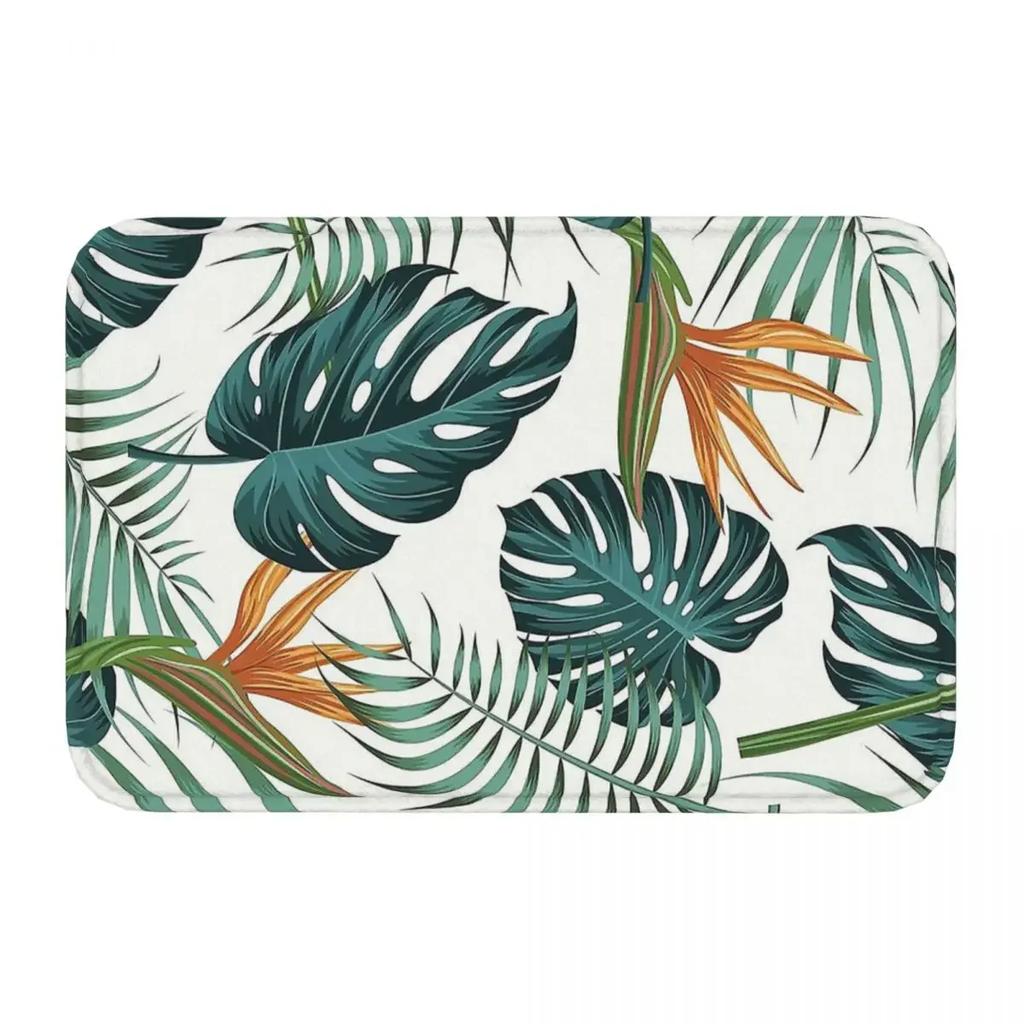 Tropical Leaves Beach Non-Slip Carpet Pattern Palm Jungle Leaves Doormat Living Room Kitchen Mat Entrance Door Floor Rug