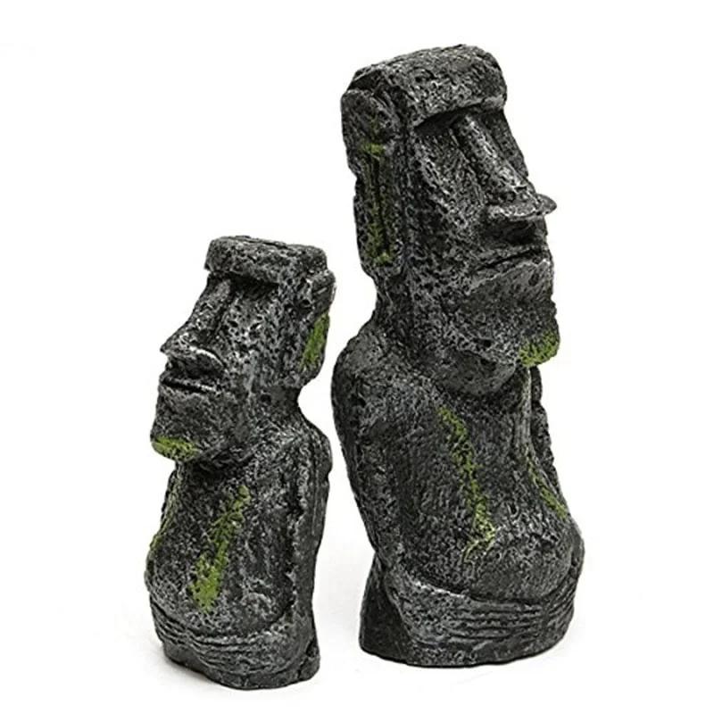 Антикварный римский портрет, аксессуары для аквариума, украшения, украшения для рептилий, остров Пасхи, каменная статуя, смола, ландшафтные поделки