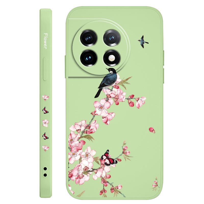 Peach Butterfly Phone Case For Oneplus 13 13R 12 12R 11 11R 10 10R 10T 9R 9RT 9 8T 8 7 7T Pro 5G Liquid Silicone Cover