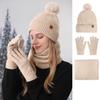 Men's / Women's Outdoor Warm Fleece-lined Knitted Hats Winter Cold-proof Double-layer Stocking Cap One/three-piece Set Skullies