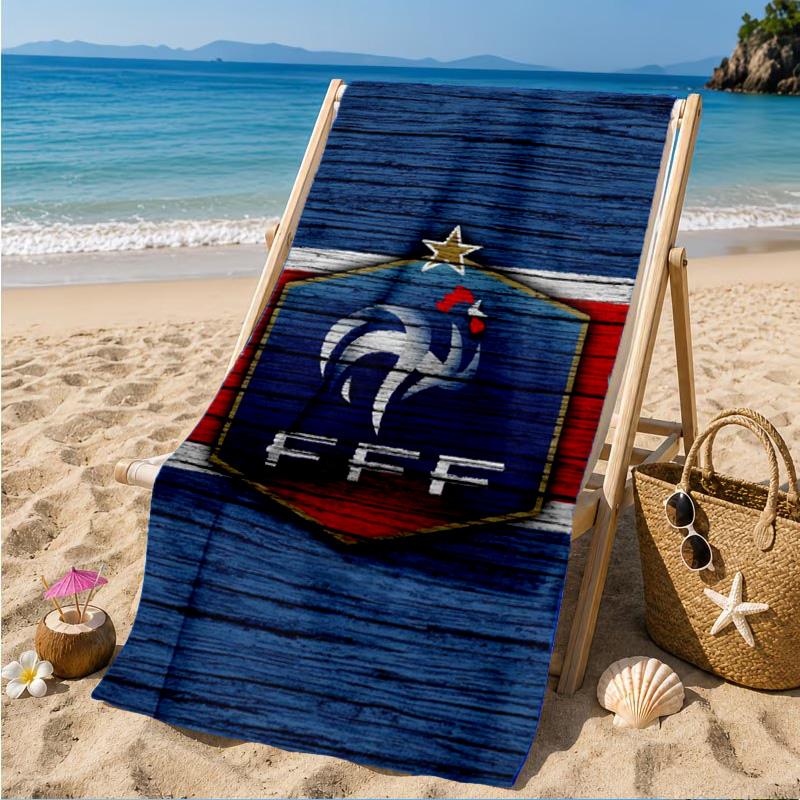 France Soccer Club Emblem Printed Microfiber Beach Towel, Soft And Absorbent, Quick-Dry, Ideal for Summer Travel, Beach Essential, Swimming Pool