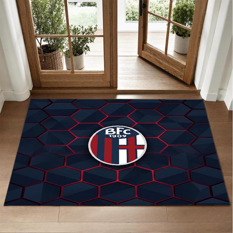 Bologna FC Design Crystal Velvet Rug Soft Decorative Mat for Bedroom Entrance