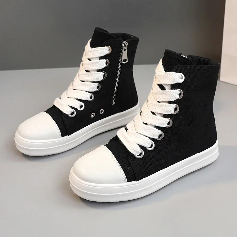 Luxury New Women's High Top and Thick Sole Elevated Casual Canvas Shoes Fashionable and Trendy Outdoor Running and Sports Shoes