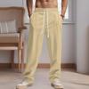 Men Loose Linen Casual Wide Leg Beach Sports Pants