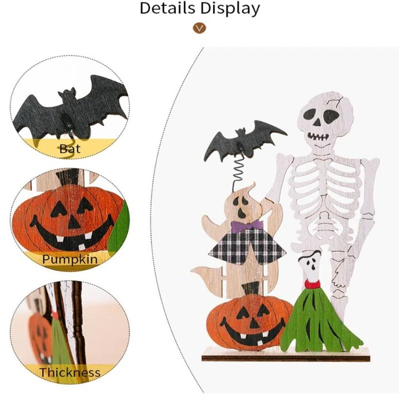 Intriguing Human Skeleton Pumpkin Man Unique Desktop Decorations for Halloween Parties Atmospheric Props Creative DIY Holiday