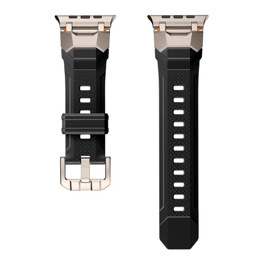 Спортивный ремешок из резины для Apple Watch Ultra 3/2 49 мм Спортивный браслет титанового цвета для iWatch Series 11 10 46 мм 9 8 7 6 se 44 45 мм