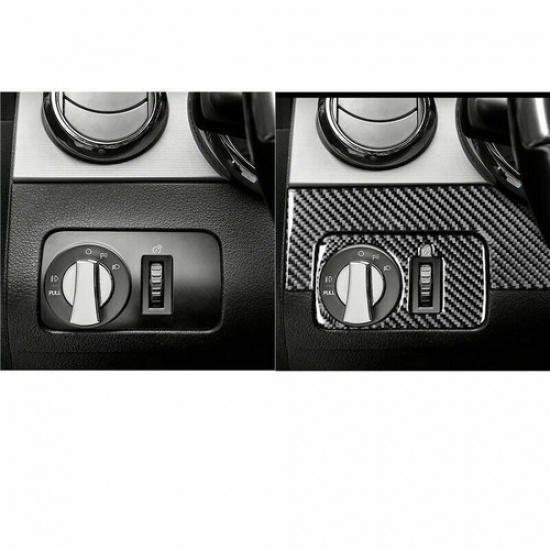 3Pcs Carbon Fiber Interior Headlight Switch Cover Trim For Ford Mustang 2005-09