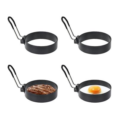Liroyal Fried Egg Mold of Fried Egg Ring Форма для жареных яиц Яйцеварка Кольцо для яиц Нержавеющая сталь с ручкой Домашняя кухня Инструмент для приготовления пищи (Набор 4)