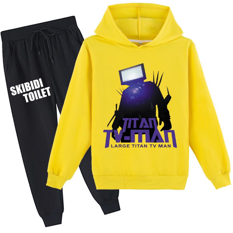 Детский комплект с 3D толстовкой Skibidi, пуловер для туалета, спортивный костюм, детский свитер + брюки
