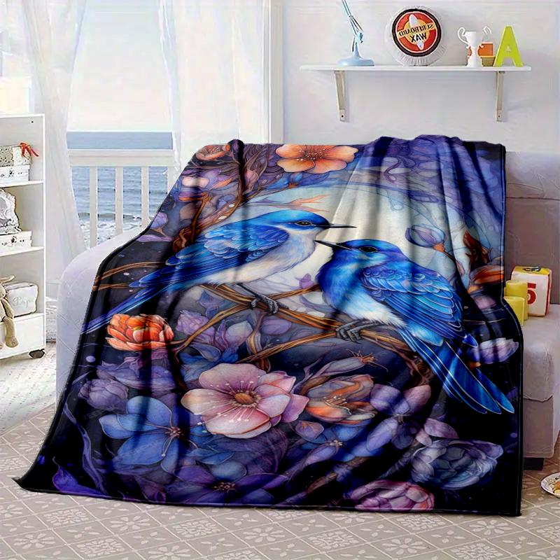 Blue Birds In Blossoms Blanket Flannel Blanket Throw Blanket Sofa Cover Blanket Soft Premium Blanket Picnic Blanket Tv Blanket Gifts