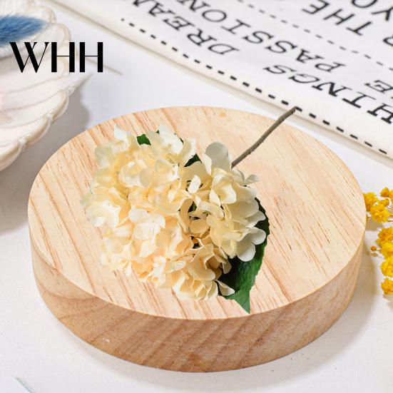 Artificial Hydrangea with Green Leaves Stem Realistic Fake Flower Wedding Decorative Flowers Home Office Table Centerpiece Faux Floral Branch