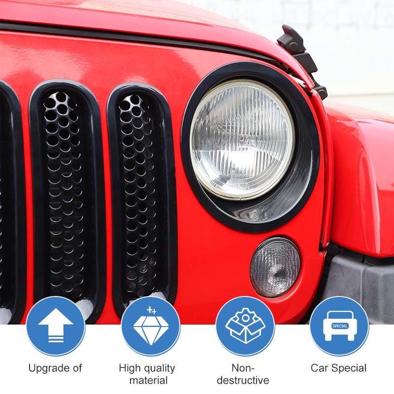 Декоративная крышка фар автомобиля из АБС-пластика, декоративные наклейки на решетку с сеткой для Jeep Wragnler JK 2007-2017, внешние аксессуары автомобиля