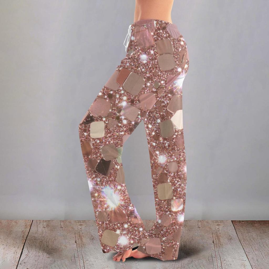 Женские милые брюки с цветочным принтом на завязках, повседневные пижамные брюки